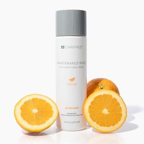 CariFree Maintenance Rinse bottle pour shows easy daily use for pH balance.