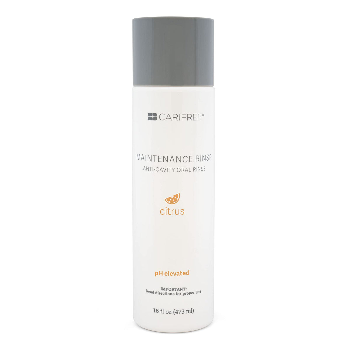 CariFree Maintenance Rinse citrus label promotes fresh breath and enamel-friendly balance.