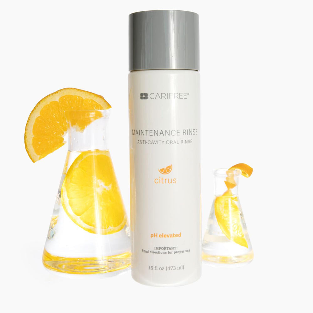 CariFree Maintenance Rinse with fluoride content visually emphasized for enamel support.
