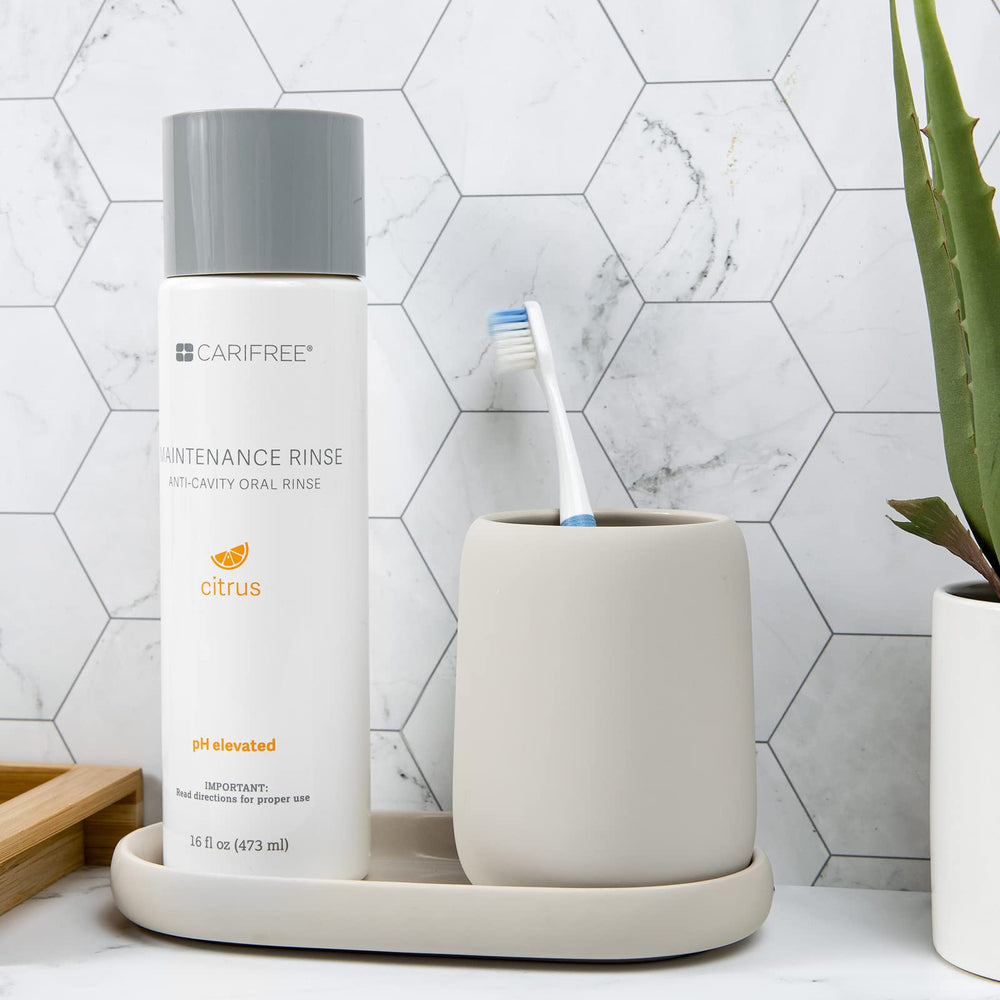 CariFree Maintenance Rinse label notes 25% xylitol for cavity-conscious routines.