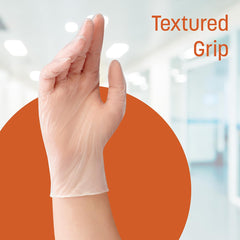 Caring vinyl exam gloves XL powder-free design for comfort.