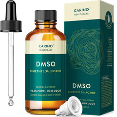 Carino HealthCare DMSO 99.9% purity bottle with precise dosing.