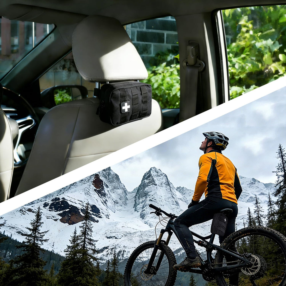 Carlebben EMT Pouch securely attaches to belt, backpack, or bike.