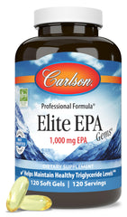 Carlson Elite EPA Gems bottle-front with 1,000 mg EPA per capsule detail