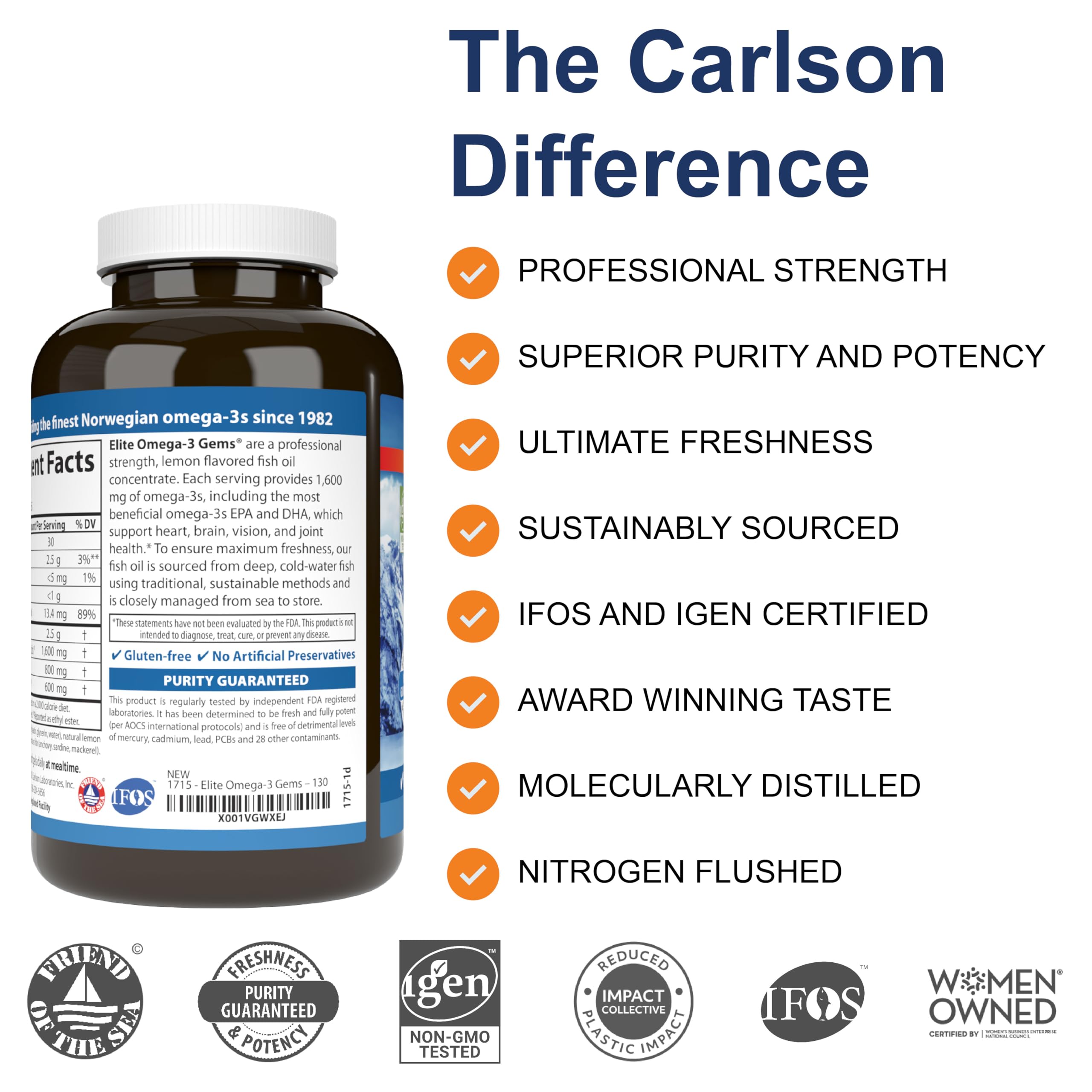 Lemon-flavored softgels by Carlson for easy daily intake