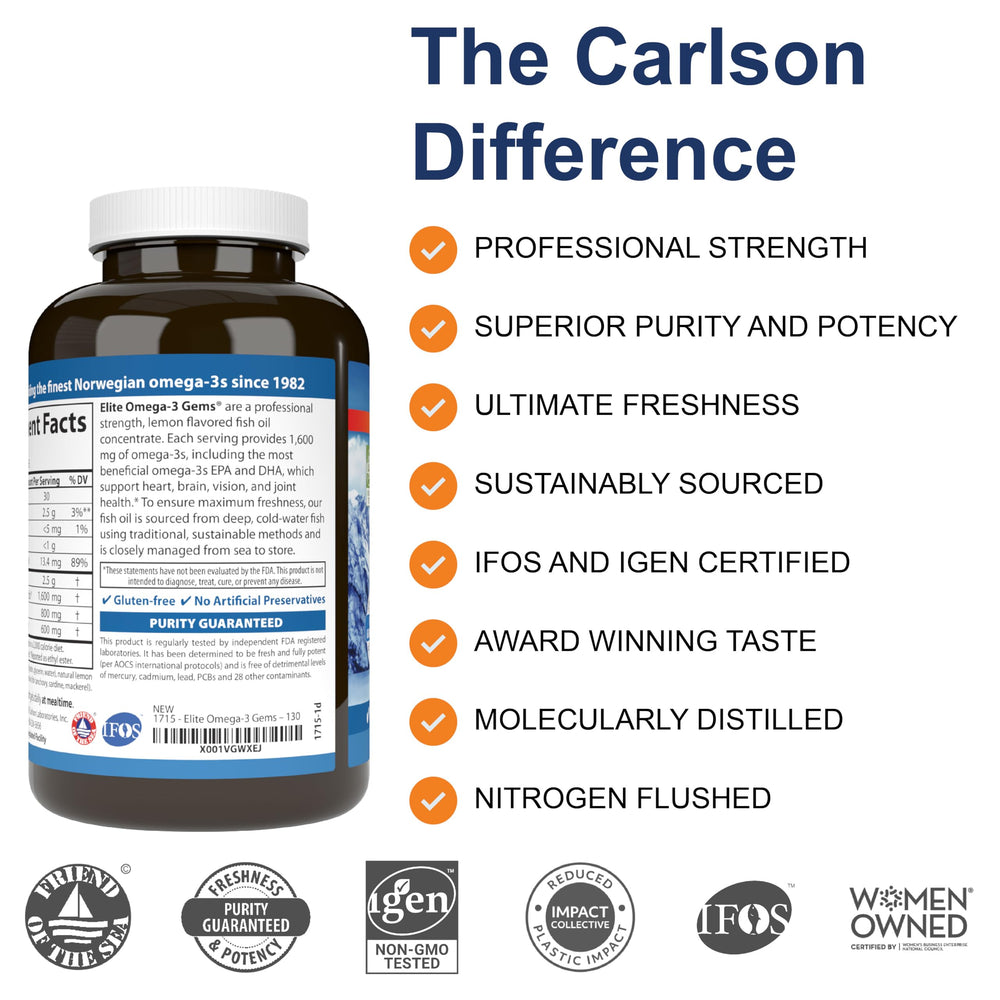 Lemon-flavored softgels by Carlson for easy daily intake