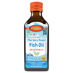 Carlson Kids The Very Finest Fish Oil orange-bottle view for easy daily dosing.
