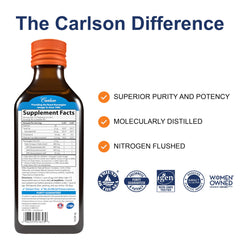 Carlson Kids The Very Finest Fish Oil orange-liquid close-up for flavor appeal.