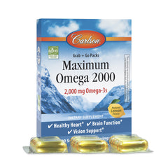 Carlson Maximum Omega 2000 grab-go pack front view for on-the-go omega-3.