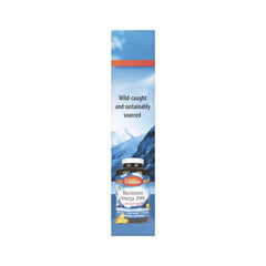 Carlson Maximum Omega 2000 grab-go pack side view highlighting triple softgel pouches.