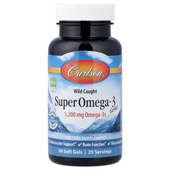 Carlson Super Omega-3 Gems bottle front with 1,200 mg per serving for potential cardiovascular support