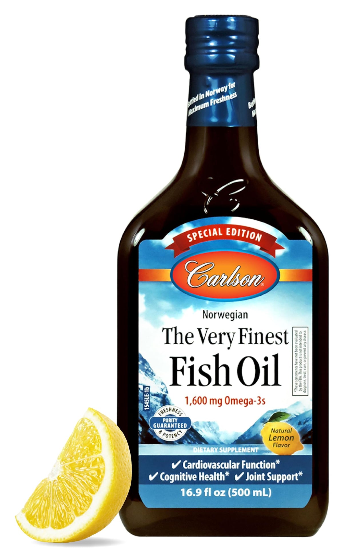 Carlson The Very Finest Fish Oil lemon bottle for daily omega-3.
