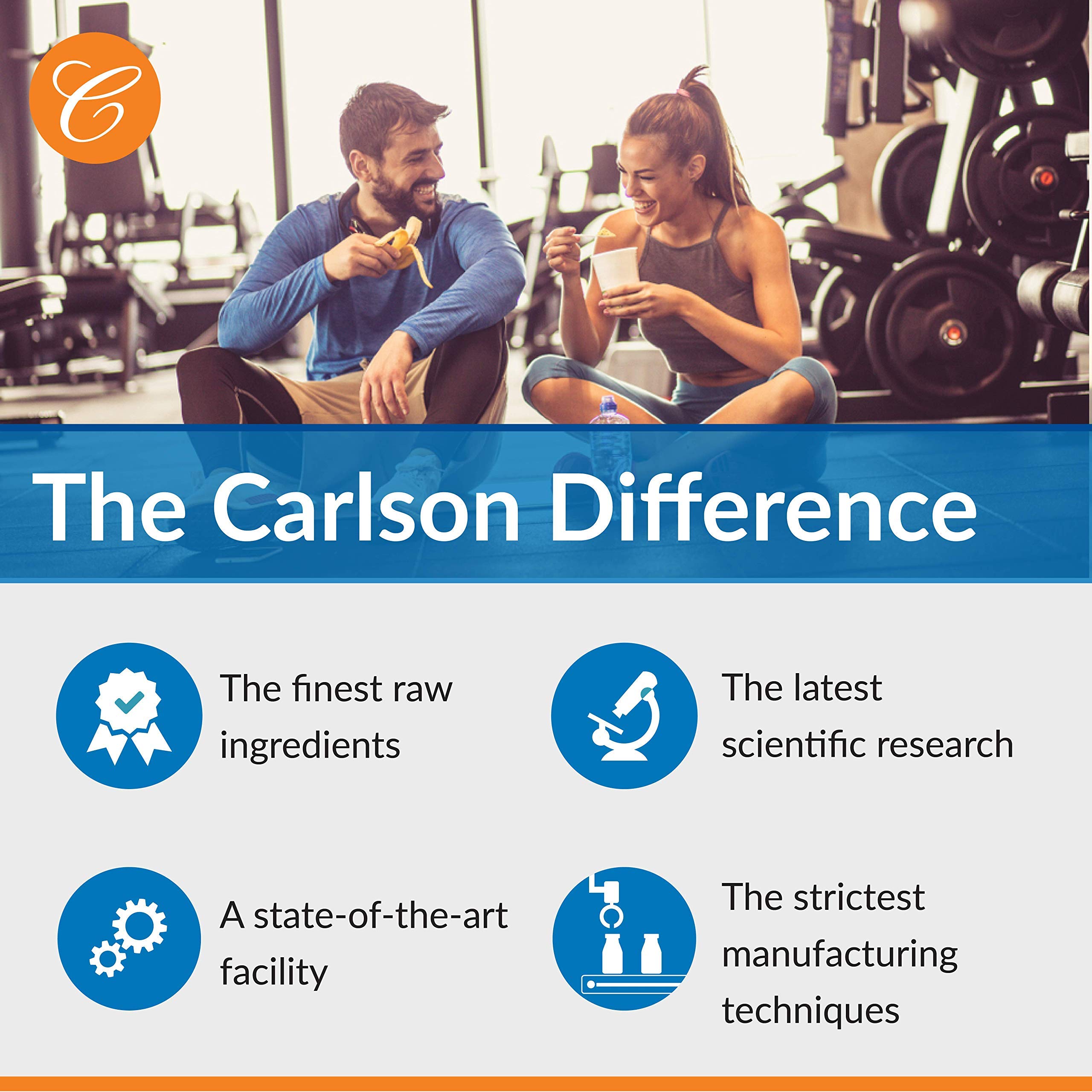 Packaging box communicates potency and quality of Carlson D3 softgels.