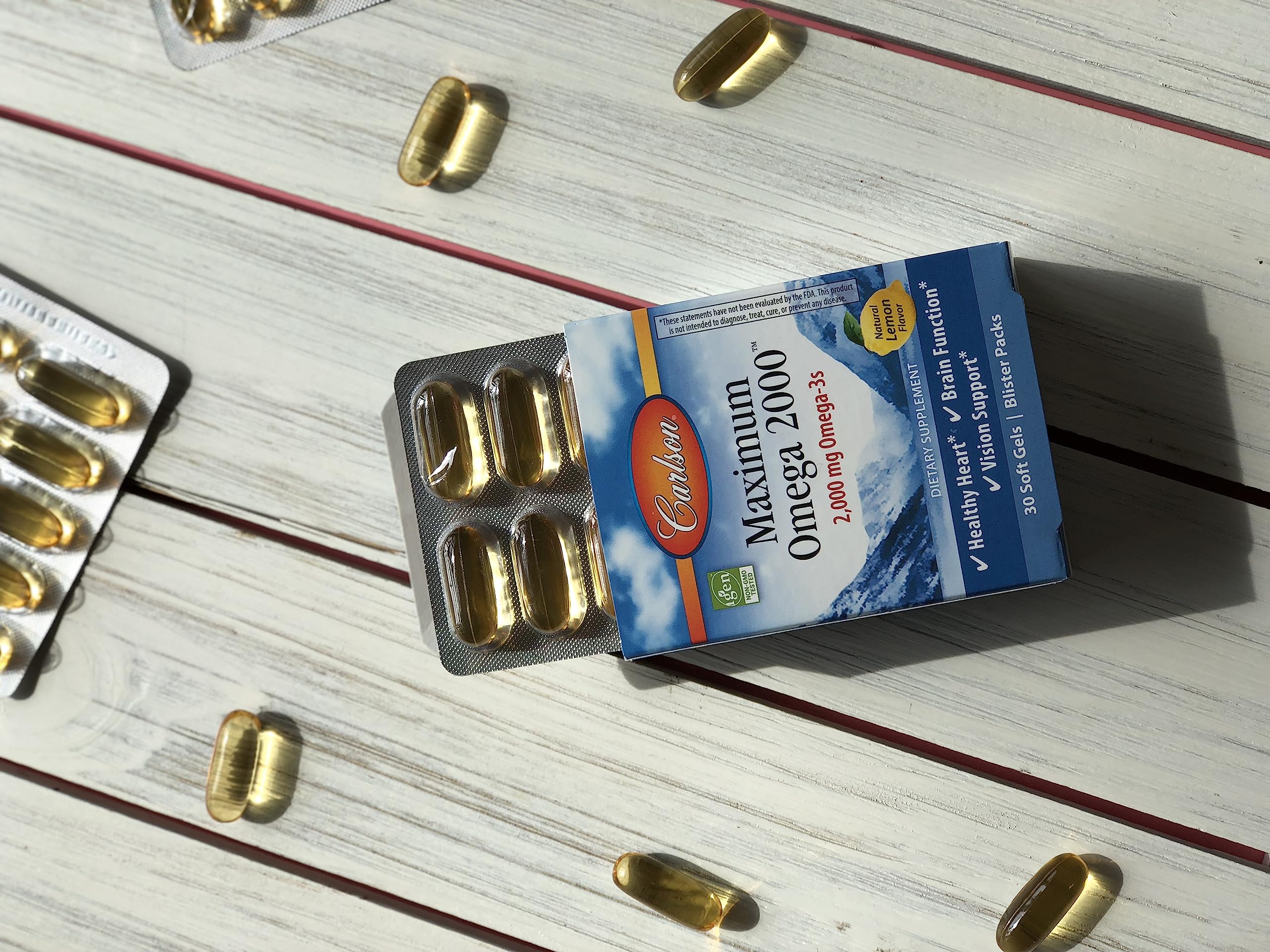 Carlson Wild-caught Norwegian fish oil softgels with high EPA and DHA.
