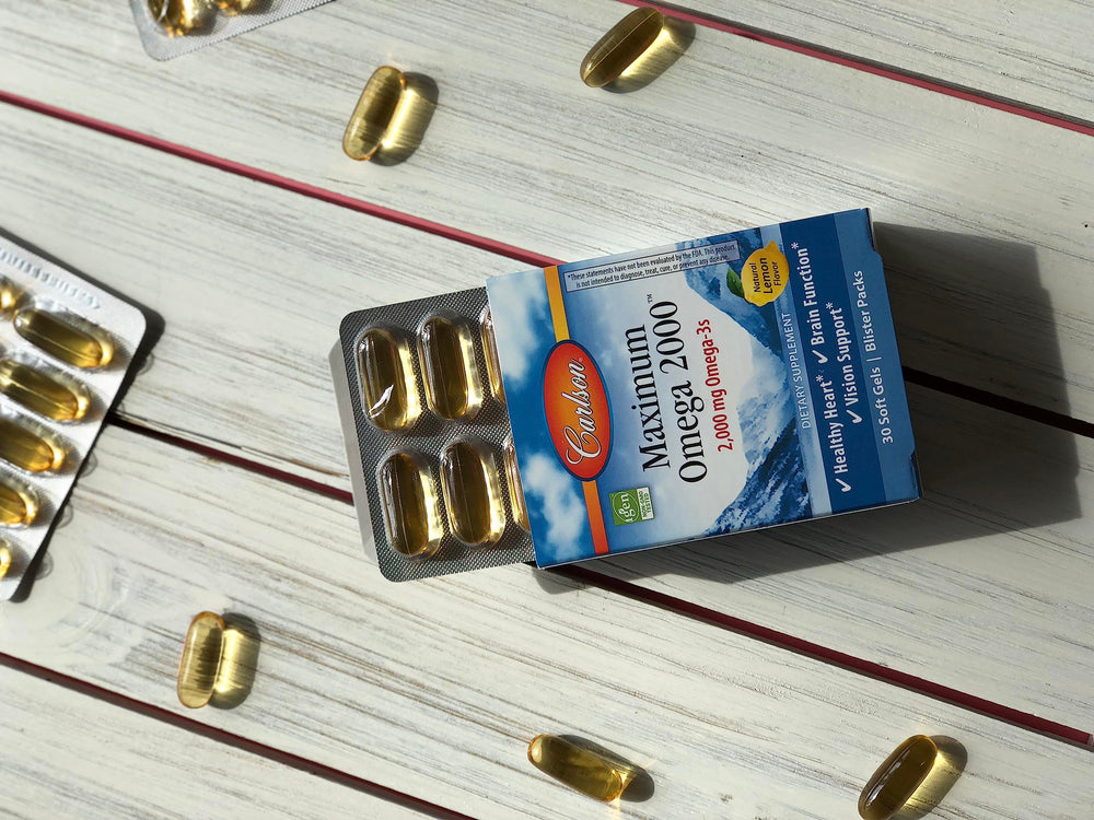 Carlson Wild-caught Norwegian fish oil softgels with high EPA and DHA.