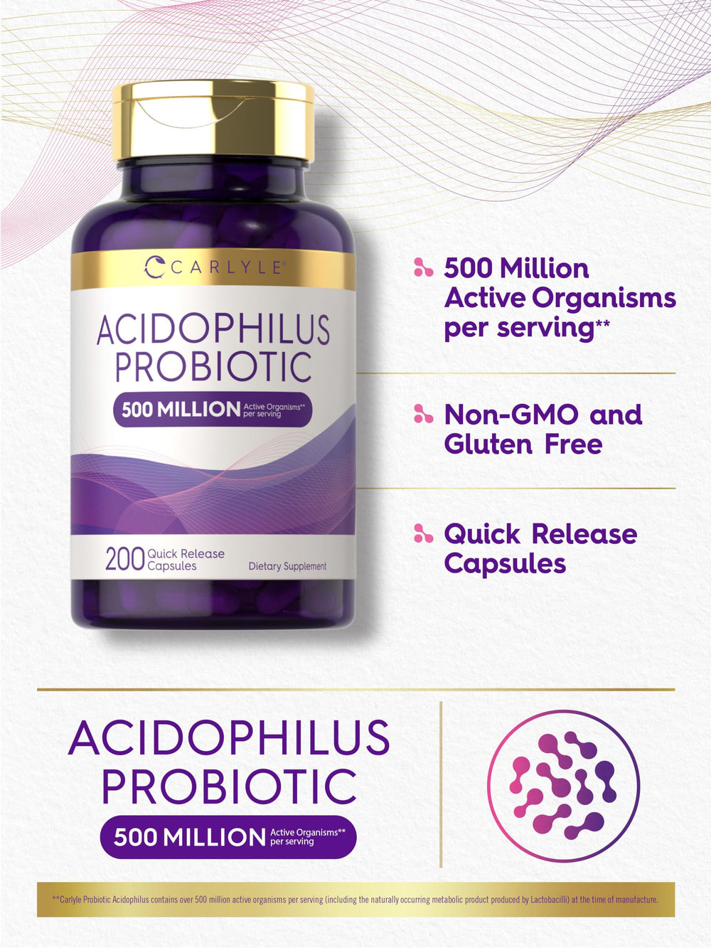 Carlyle Acidophilus capsules on a tray for convenience in daily routine