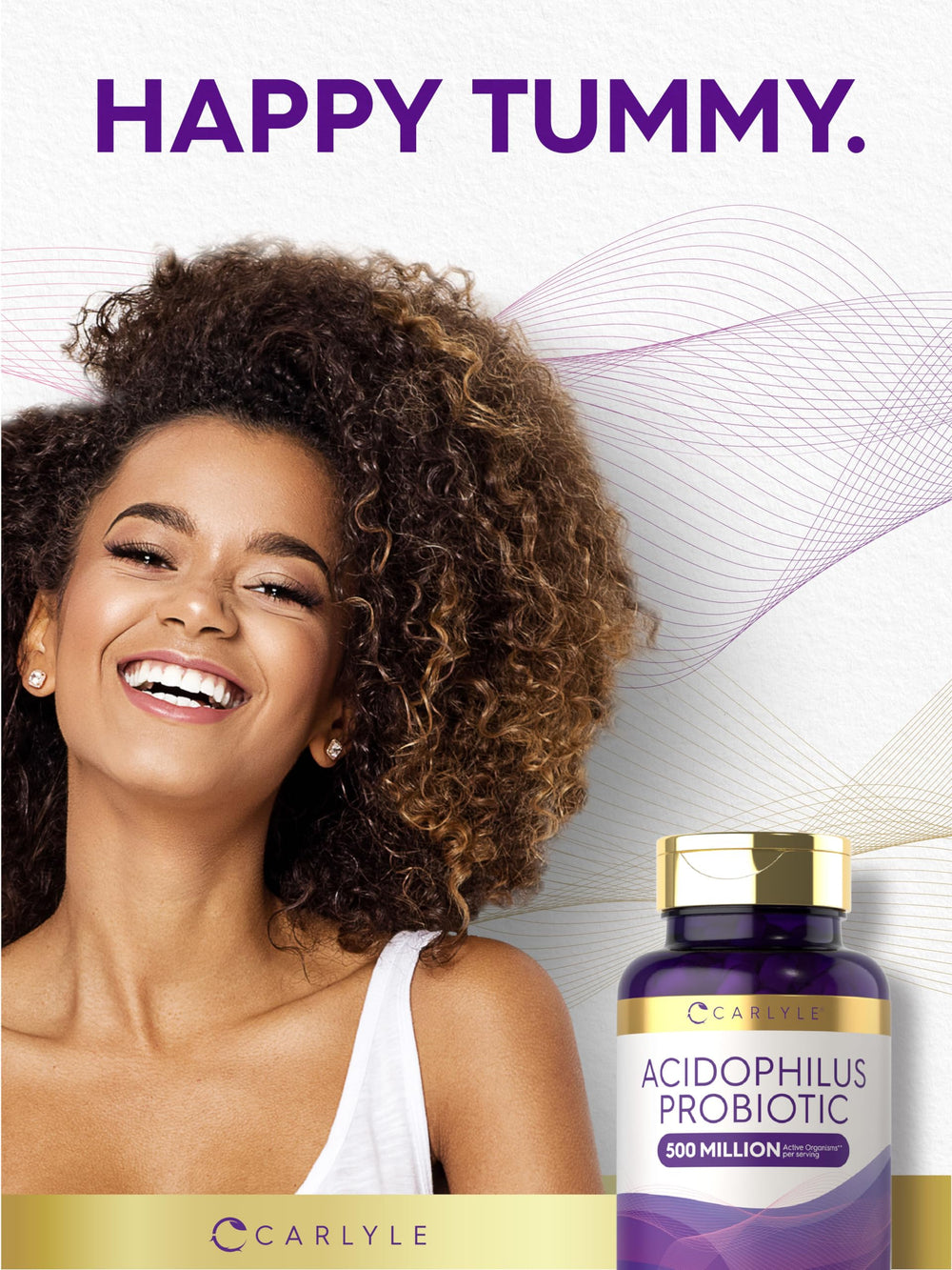 Carlyle Acidophilus bottle label detail confirms gluten free and non GMO