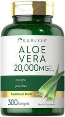 Carlyle Aloe Vera Softgel bottle on a shelf for convenient daily use.