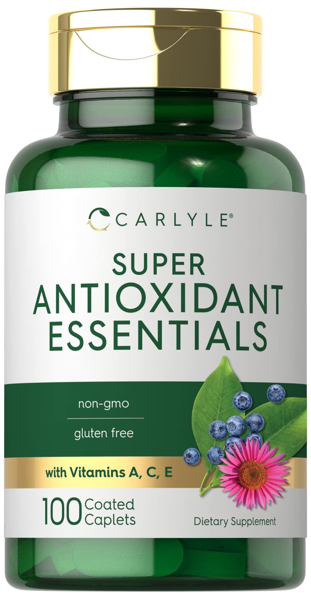 Carlyle Antioxidant bottle front with 100 caplets for daily wellness