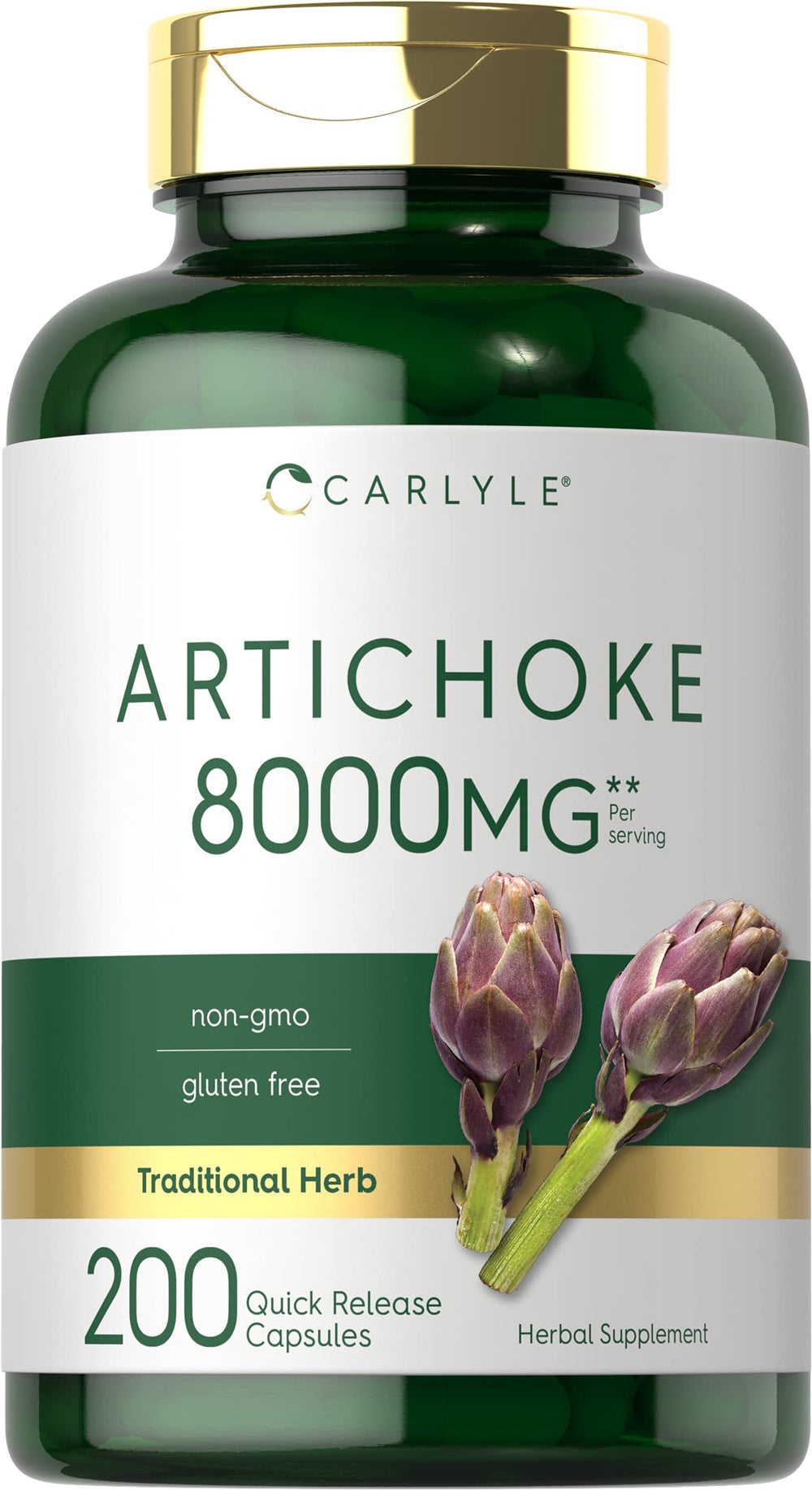 Carlyle Artichoke Extract Capsules bottle, premium non-GMO supplement.