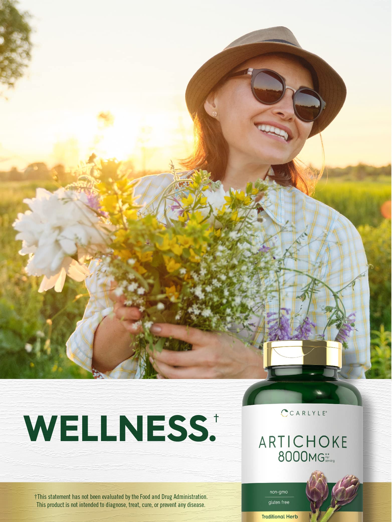 Carlyle Artichoke Extract packaging, gluten-free and soy-free formulation.