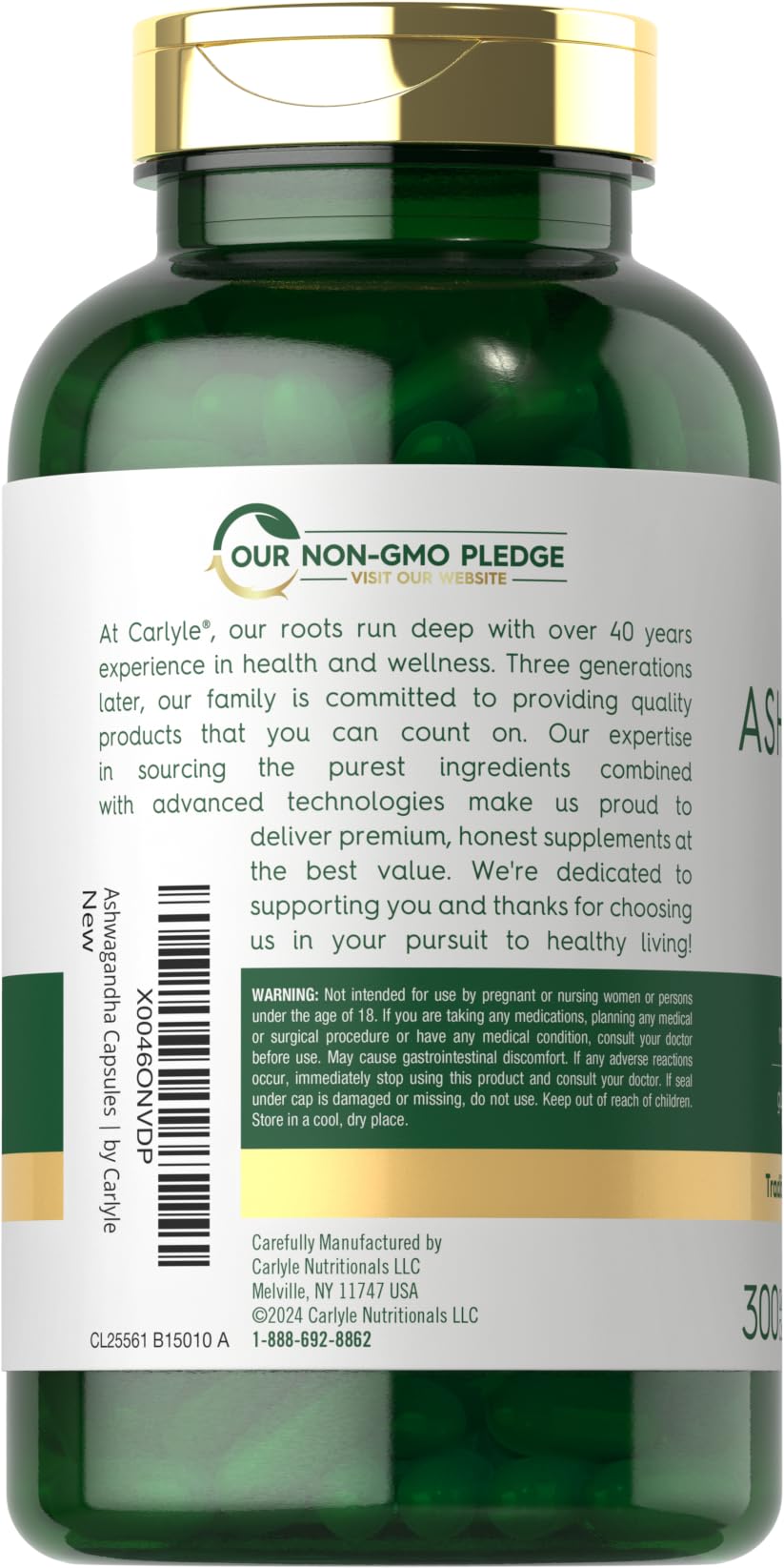 Carlyle Ashwagandha quick-release capsules for easy daily use.