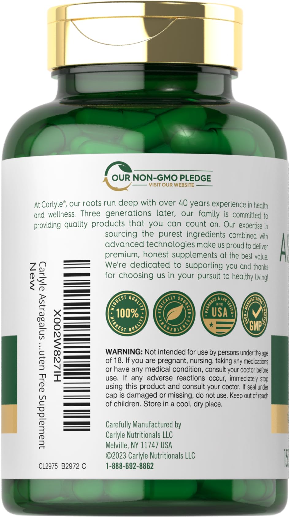 Carlyle Astragalus Root Capsules closeup on quick-release capsules
