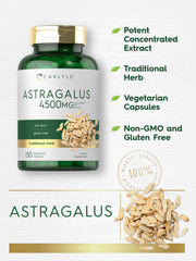 Carlyle Astragalus Root Capsules gluten-free banner with clean ingredients