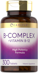 Carlyle B-Complex B12 tablets in bottle for daily energy support.