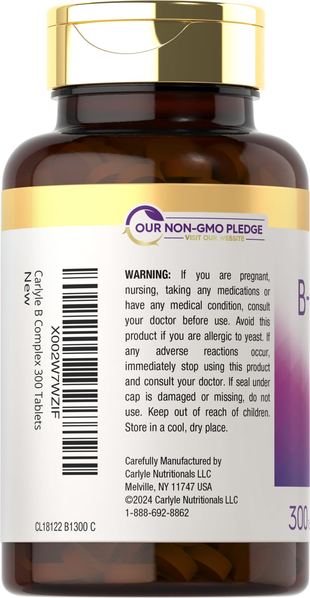 Carlyle B-Complex tablets in hand illustrating convenient daily dosing.