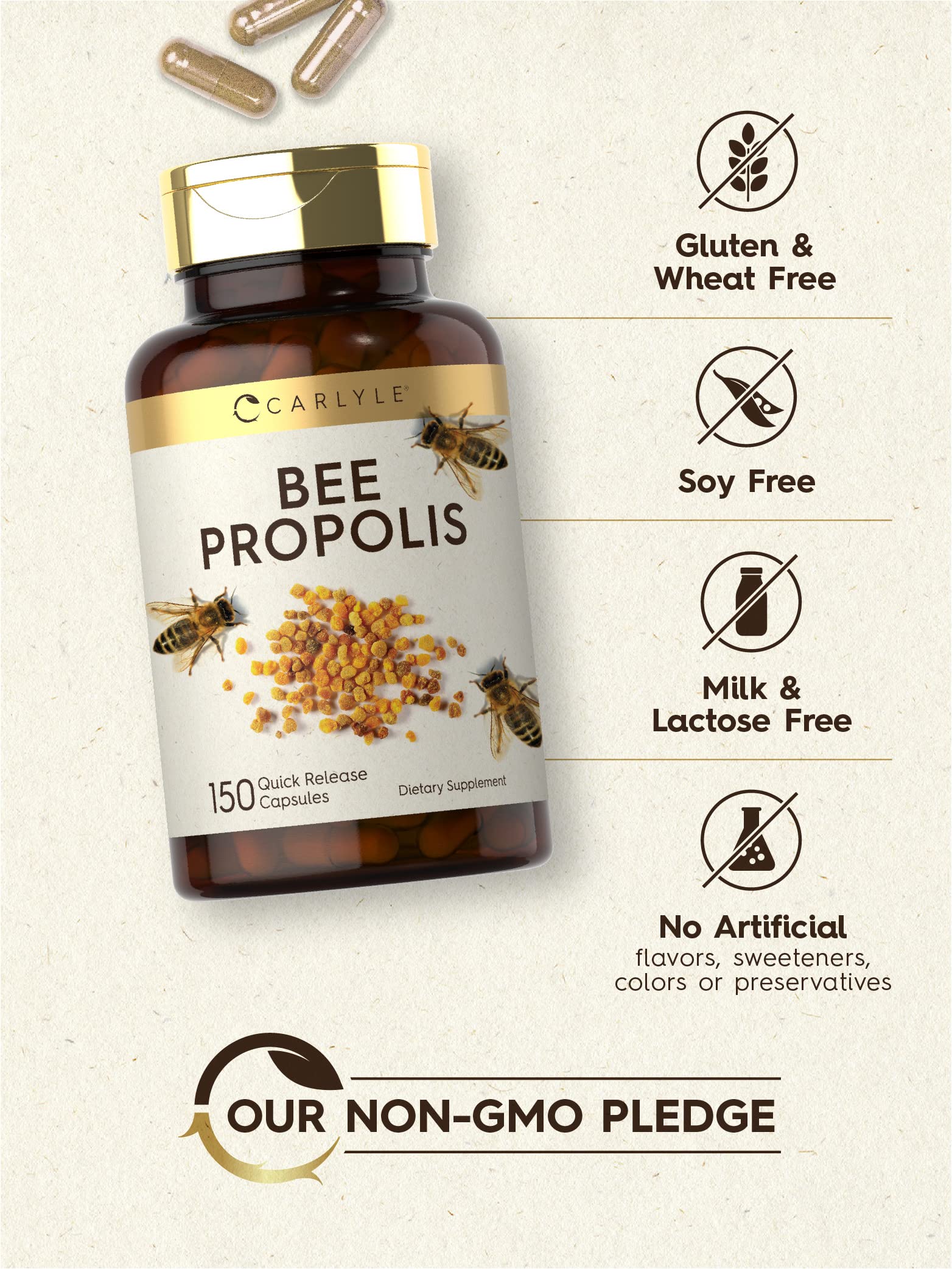 Carlyle Bee Propolis packaging front view signaling trusted quality.