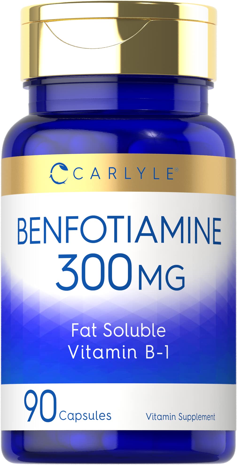 Carlyle Benfotiamine 300mg bottle front view for daily wellness routine.