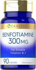 Carlyle Benfotiamine 300mg bottle front view for daily wellness routine.