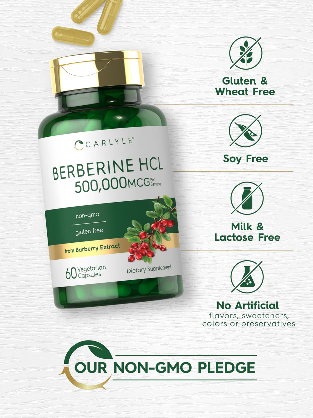 Carlyle Berberine HCl lab-tested seal signals quality