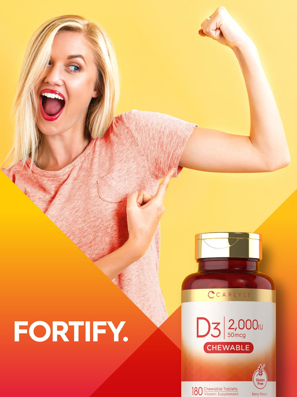 Carlyle Berry flavor D3 chewables packaging ready for daily use