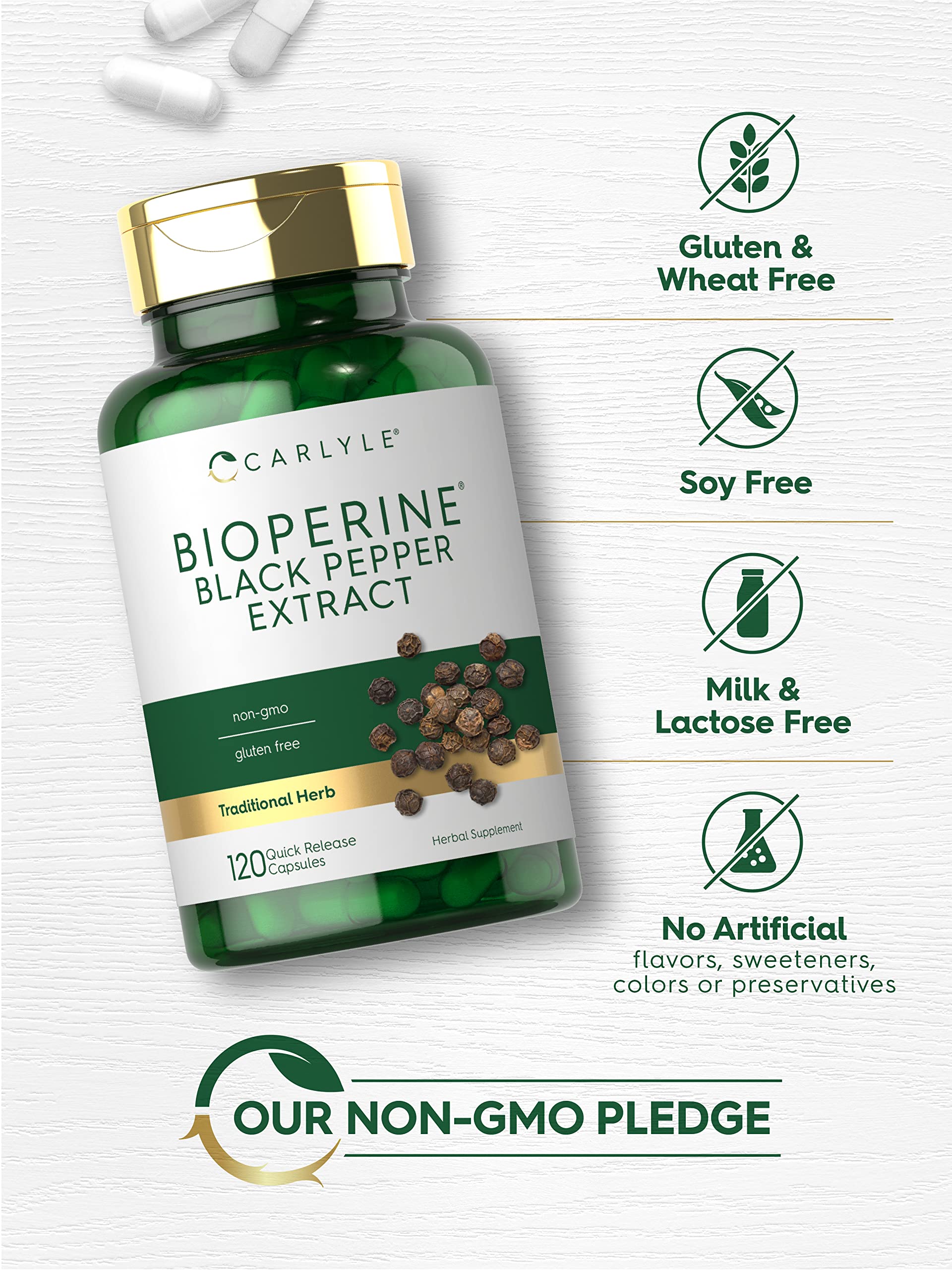 Carlyle Bioperine capsules pour demonstrates convenient, everyday use.