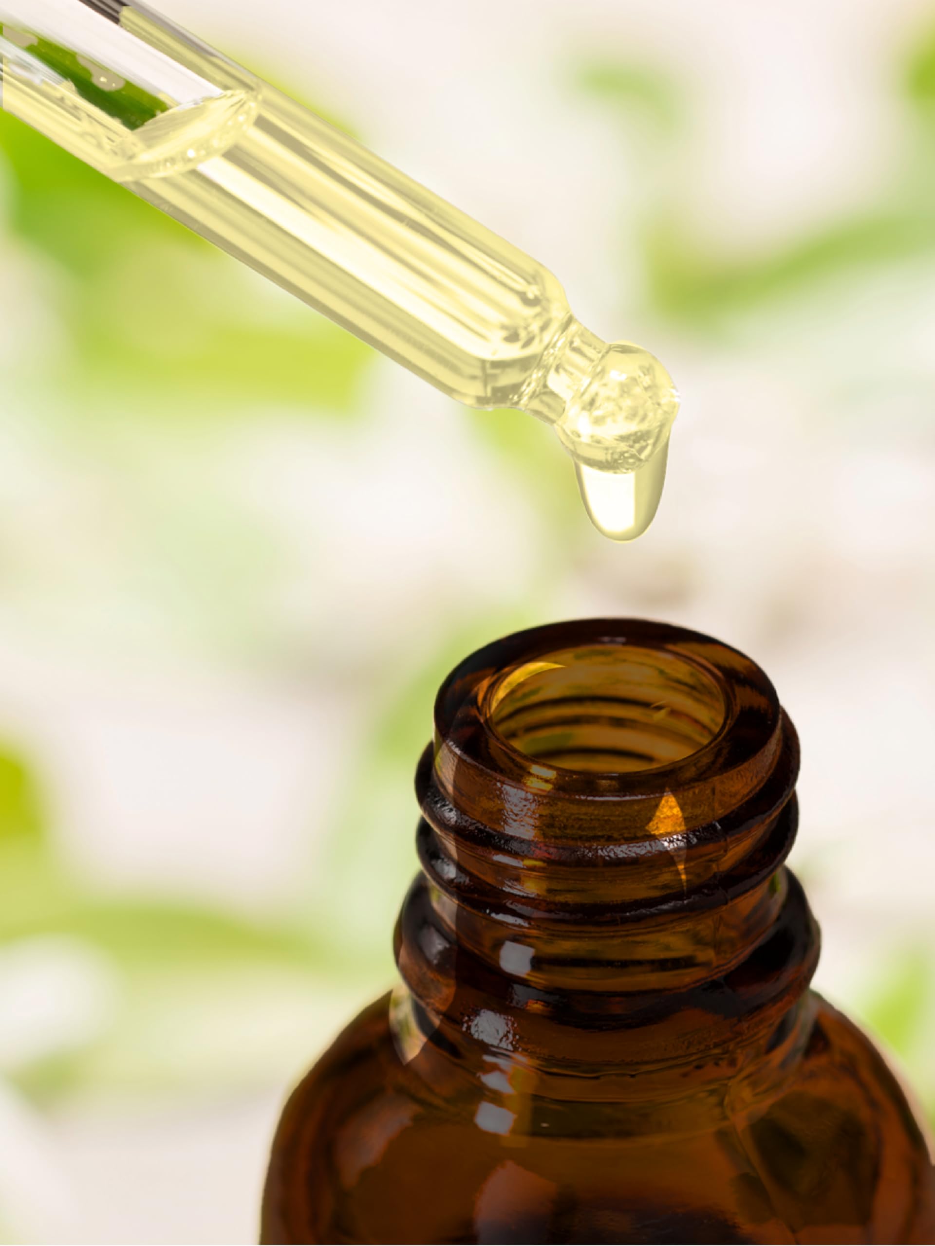 Daily-use biotin drops sit on a bathroom shelf