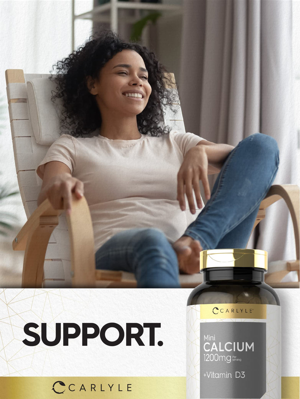 Carlyle Calcium 1200 mg lab-tested quality seal signals trusted sourcing.