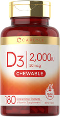 Carlyle berry-flavored Vitamin D3 chewables bottle for daily use