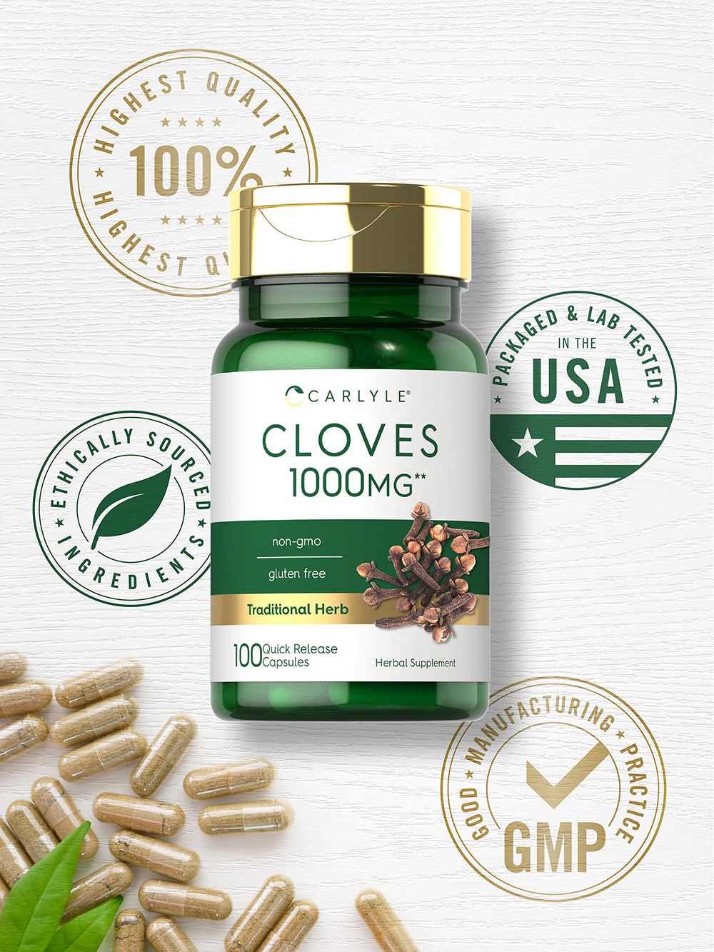 Carlyle Cloves Supplement being poured illustrates convenient daily use
