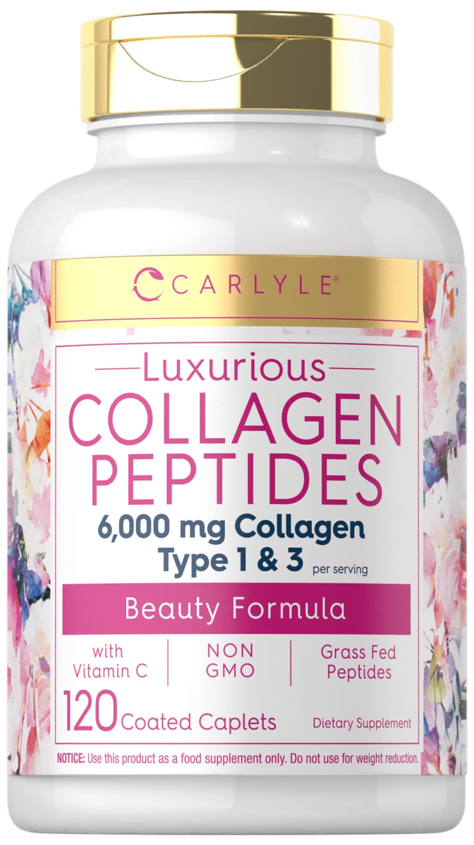 Carlyle Collagen Peptides bottle front view for daily beauty routine.