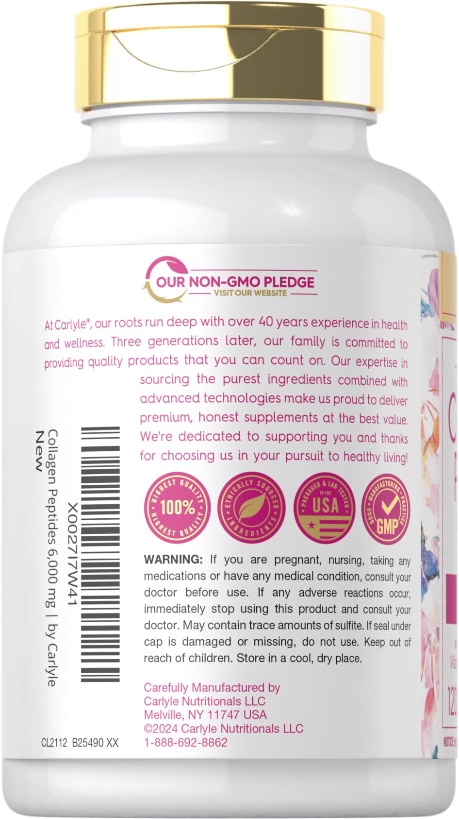 Carlyle Collagen Peptides grass-fed sourcing highlights natural protein foundation.