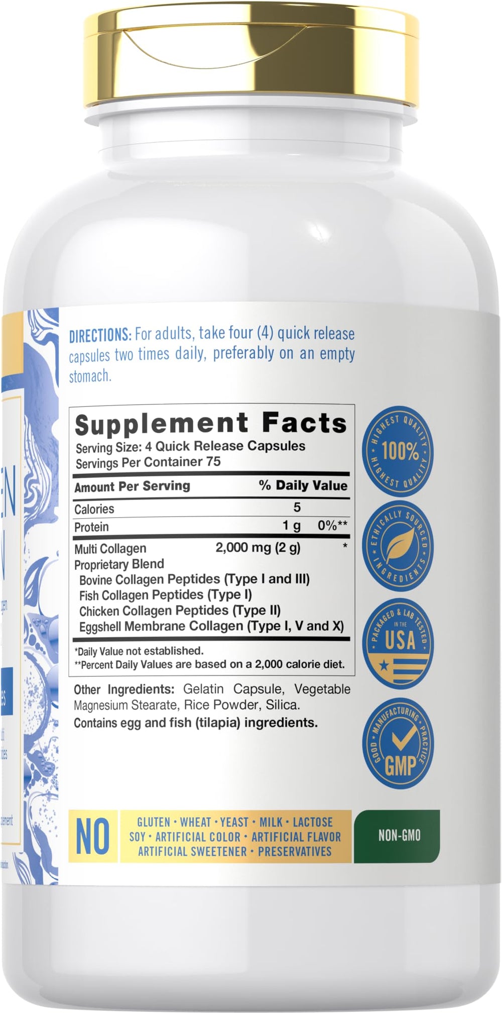 Carlyle collagen capsules with clear label, signaling quality and transparency.