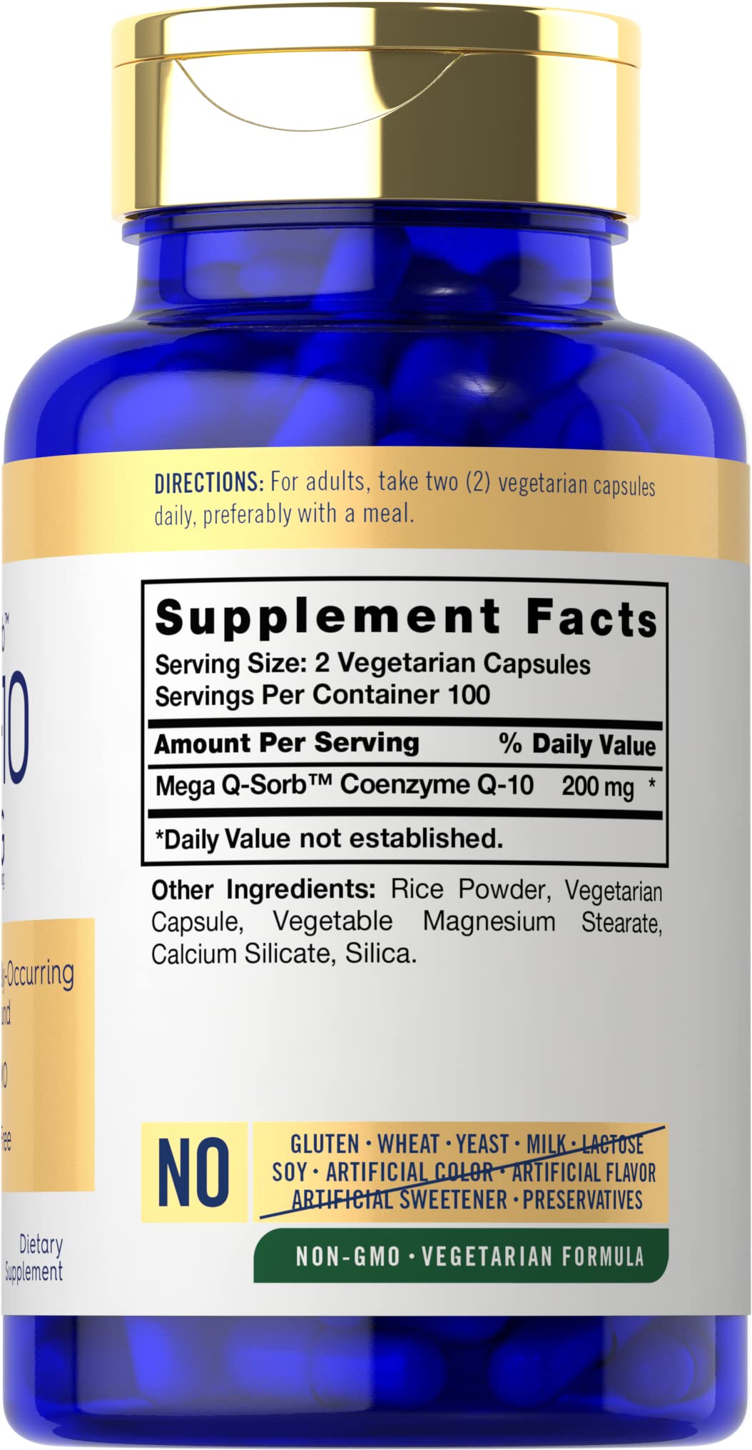 Carlyle CoQ10 200mg Mega Q-Sorb capsules ready for daily use