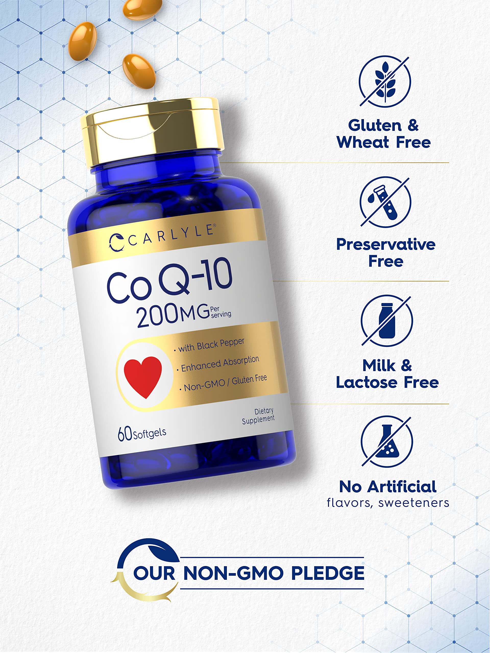 Carlyle CoQ10 200mg softgels with black pepper extract