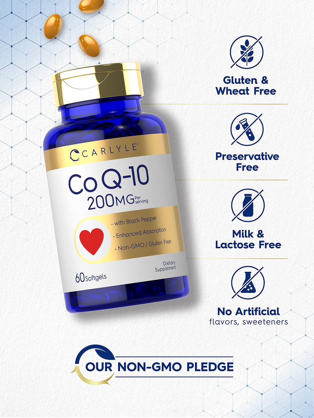 Carlyle CoQ10 200mg softgels with black pepper extract