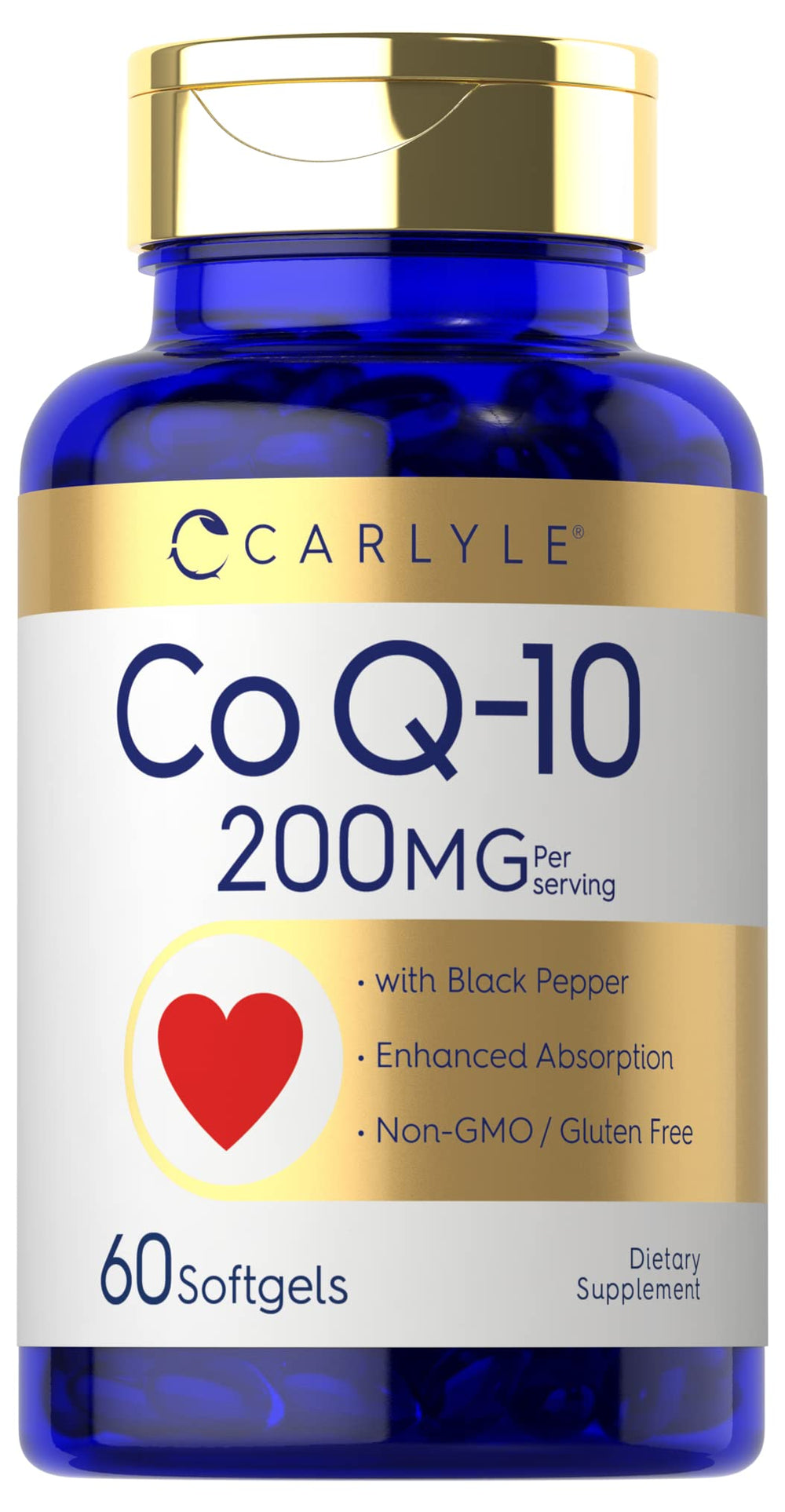 Carlyle CoQ10 200mg softgels bottle for daily wellness
