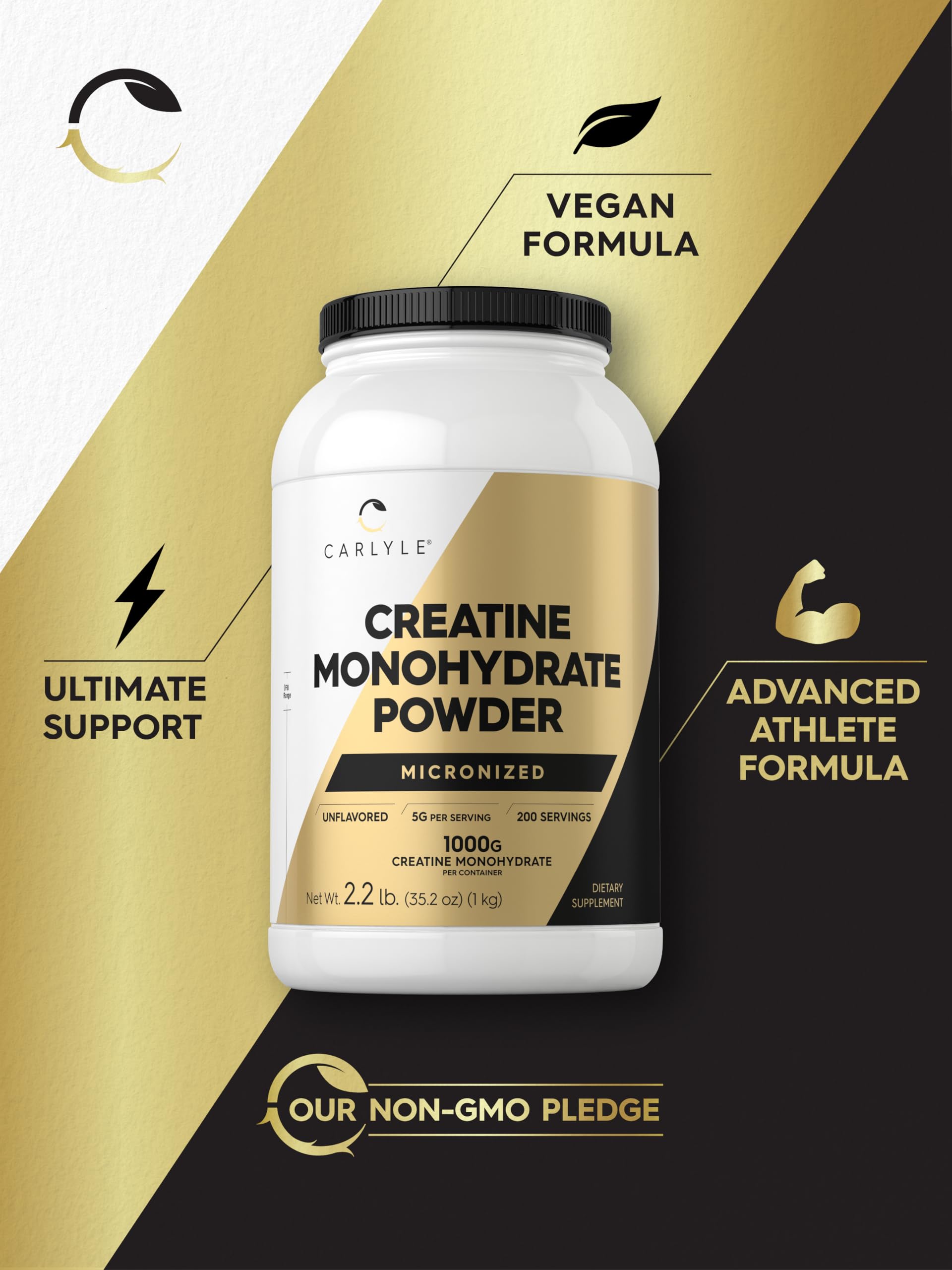 Carlyle micronized creatine powder for smoother texture and faster mixing.