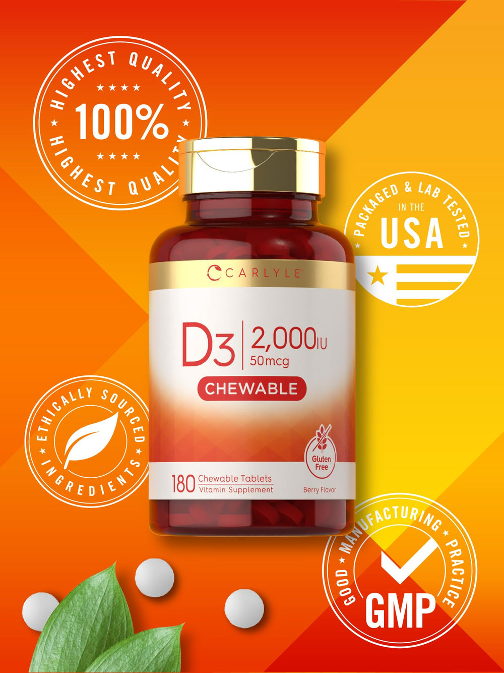 Carlyle D3 bottle with lab-tested seal and trusted ingredients