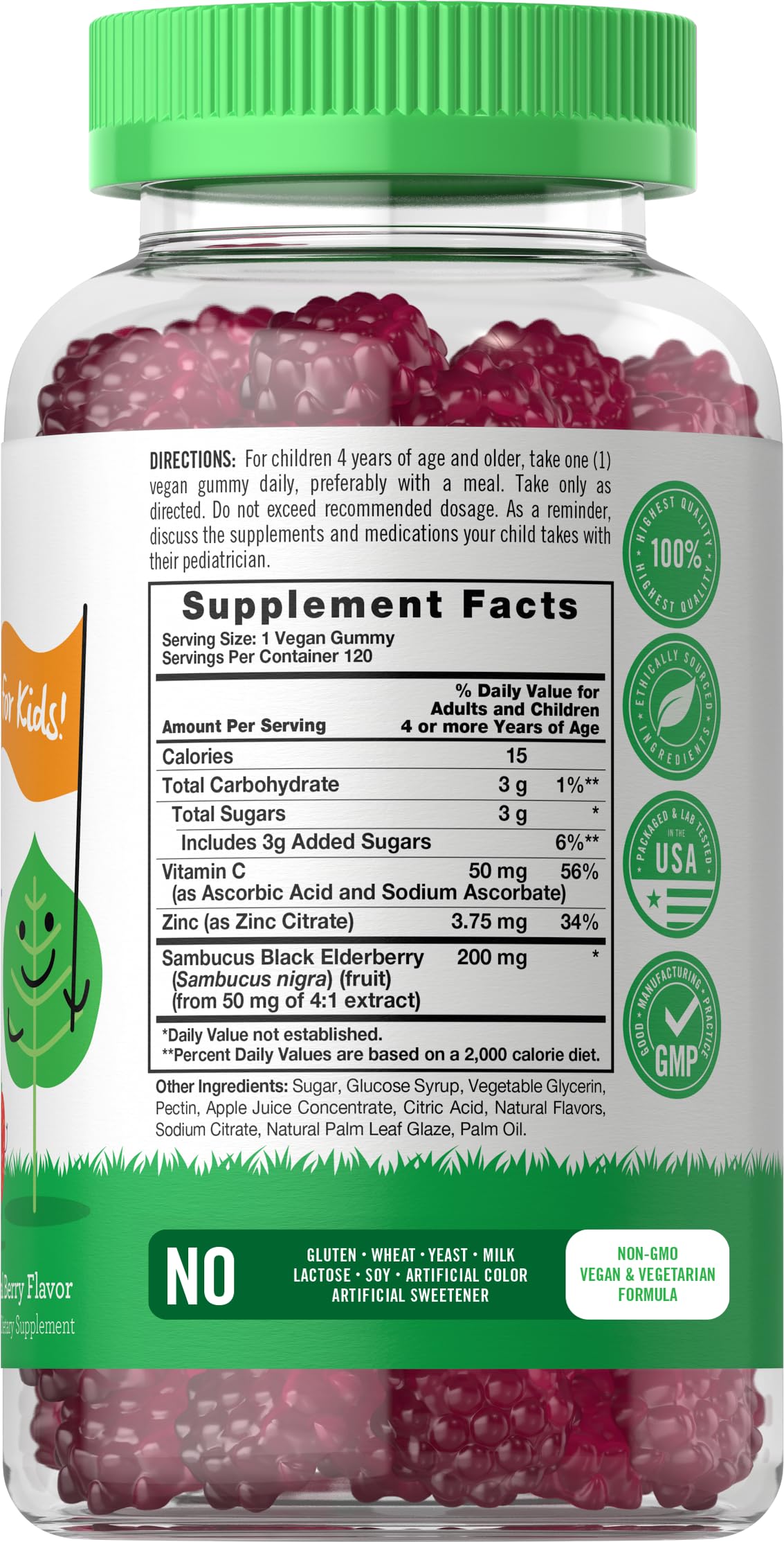 Carlyle Elderberry Gummies for Kids bottle-pour demonstrates convenient daily serving.
